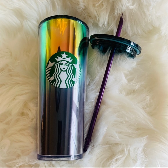 Starbucks Oil Slick Rainbow Cup Iridescent Tumbler Cold Cup Venti 24oz New 2021 - Picture 8 of 16